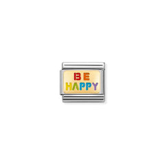 Nomination COMPOSABLE CLASSIC PLAETTCHEN Element aus Edelstahl, mit 18Kt Gelbgold und Emaille verziert (18_(BE HAPPY Regenbogen)) 030263/18
