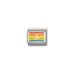 Nomination COMPOSABLE CLASSIC PLAETTCHEN Element aus Edelstahl, mit 18Kt Gelbgold und Emaille verziert (23_(Flagge Regenbogen-Stern)) 030263/23