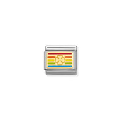 Nomination COMPOSABLE CLASSIC PLAETTCHEN Element aus Edelstahl, mit 18Kt Gelbgold und Emaille verziert (25_(Flagge Regenbogen-Kleeblatt)) 030263/25