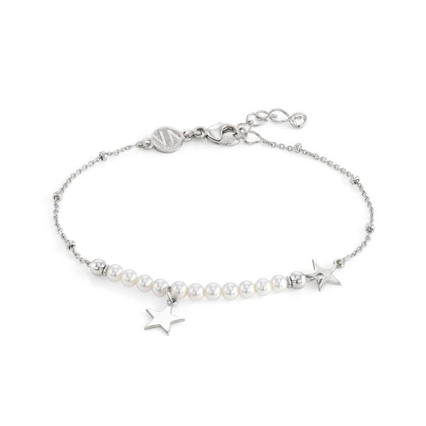 Nomination MELODIE PERLE EDITION Armband aus 925er Silber, mit Perlen (Weiss) verziert, dazu Anhaenger (032_Stern Silber) 147710/032