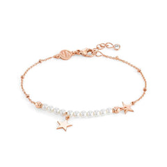 Nomination MELODIE PERLE EDITION Armband aus 925er Silber, mit Perlen (Weiss) verziert, dazu Anhaenger (033_(Stern, Rose)) 147710/033