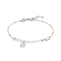Nomination MELODIE PERLE EDITION Armband aus 925er Silber, mit Perlen (Weiss) verziert, dazu Anhaenger (060_(Margeritenblume, Silber)) 147710/060