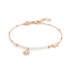 Nomination MELODIE PERLE EDITION Armband aus 925er Silber, mit Perlen (Weiss) verziert, dazu Anhaenger (061_(Margeritenblume, Rose)) 147710/061