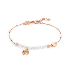 Nomination MELODIE PERLE EDITION Armband aus 925er Silber, mit Perlen (Weiss) verziert, dazu Anhaenger (063_(Lebensbaum, Rose)) 147710/063