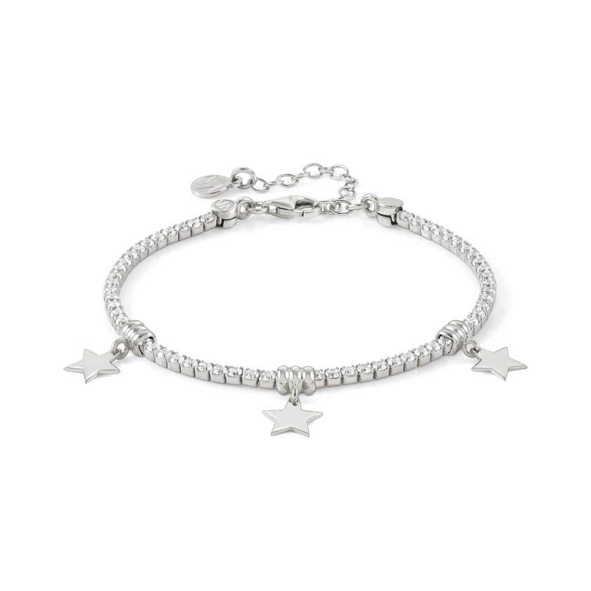 Nomination CHIC&CHARM Tennis-Armband aus 925er Silber, mit Cubic Zirkonia voll besetzt, dazu Anhaenger (015_Stern Silber) 148600/015