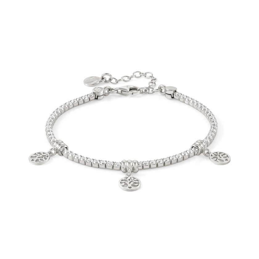 Nomination CHIC&CHARM Tennis-Armband aus 925er Silber, mit Cubic Zirkonia voll besetzt, dazu Anhaenger (047_(Lebensbaum, Silber)) 148600/047