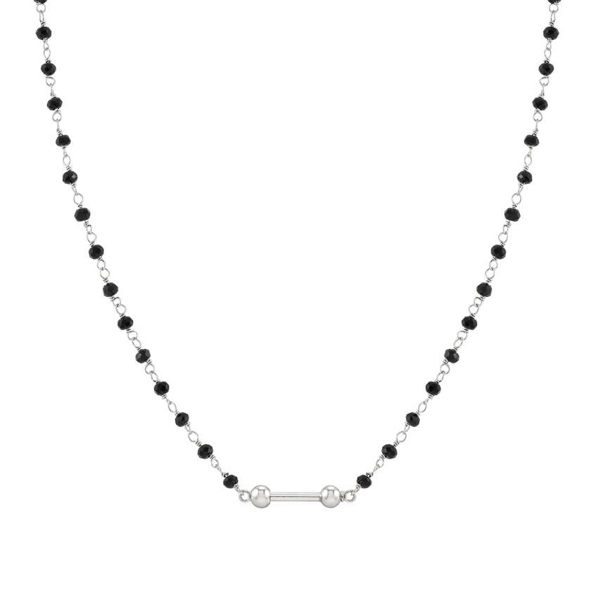 Nomination SEIMIA Halskette aus 925er Silber, mit Edelstein-Perlen verziert (051_(Schwarz, Silber)) 148803/051