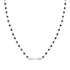 Nomination SEIMIA Halskette aus 925er Silber, mit Edelstein-Perlen verziert (051_(Schwarz, Silber)) 148803/051