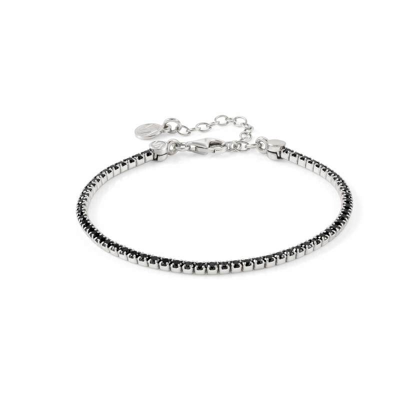 Nomination CHIC&CHARM Tennis-Armband aus 925er Silber, mit Cubic Zirkonia voll besetzt (042_Schwarz und Silver) 148601/042