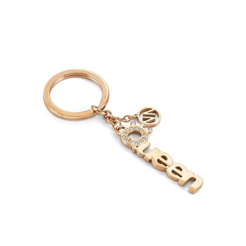 Nomination KEYRINGS Schluesselring aus Edelstahl, mit Kristallen verziert (035_(Queen, Rosegold)) 131703/035