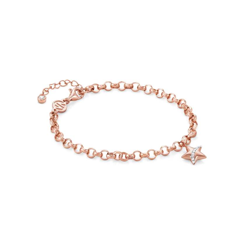 Nomination SWEETROCK ROMANCE EDITION Armband aus 925er Silber, 1 Charm-Anhaenger mit Cubic Zirkonia verziert (033_(Stern, Rose)) 148020/033