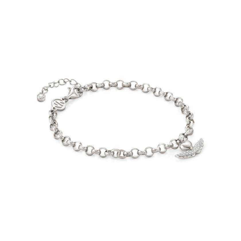 Nomination SWEETROCK ROMANCE EDITION Armband aus 925er Silber, 1 Charm-Anhaenger mit Cubic Zirkonia verziert (068_(Befluegeltes Herz, Silber)) 148020/068