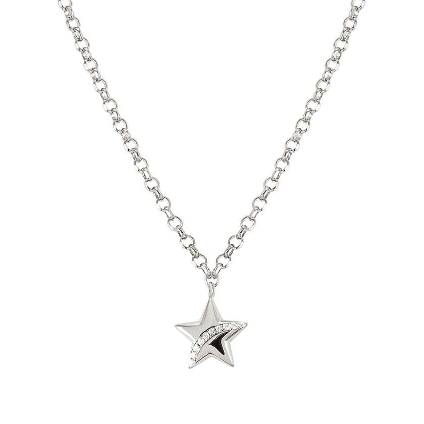 Nomination SWEETROCK ROMANCE EDITION Halskette aus 925er Silber, Anhaenger mit Cubic Zirkonia verziert (032_Stern Silber) 148022/032