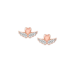 Nomination SWEETROCK ROMANCE EDITION Ohrstecker aus 925er Silber, mit Cubic Zirkonia verziert (069_(Befluegeltes Herz, Rosegold)) 148024/069