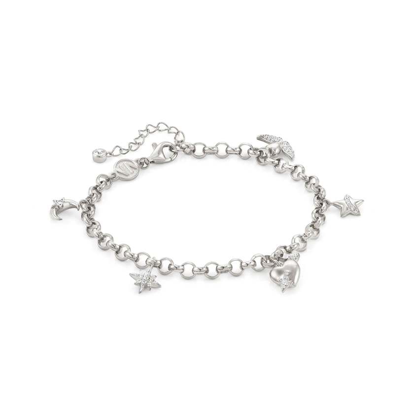 Nomination SWEETROCK ROMANCE EDITION Armband aus 925er Silber, 5 Charm-Anhaenger mit Cubic Zirkonia verziert (038_Kombination Silber) 148021/038