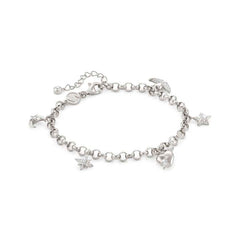 Nomination SWEETROCK ROMANCE EDITION Armband aus 925er Silber, 5 Charm-Anhaenger mit Cubic Zirkonia verziert (038_Kombination Silber) 148021/038