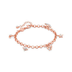 Nomination SWEETROCK ROMANCE EDITION Armband aus 925er Silber, 5 Charm-Anhaenger mit Cubic Zirkonia verziert (039_Kombination Rosegold) 148021/039