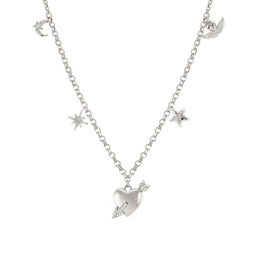 Nomination SWEETROCK ROMANCE EDITION Armband aus 925er Silber, 1 Anhaenger und 4 Charm-Anhaenger mit Cubic Zirkonia verziert (038_Kombination Silber) 148023/038