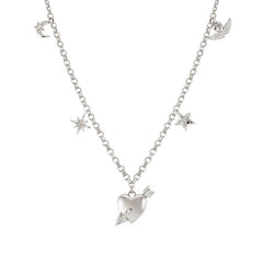 Nomination SWEETROCK ROMANCE EDITION Armband aus 925er Silber, 1 Anhaenger und 4 Charm-Anhaenger mit Cubic Zirkonia verziert (038_Kombination Silber) 148023/038