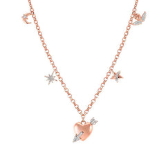 Nomination SWEETROCK ROMANCE EDITION Armband aus 925er Silber, 1 Anhaenger und 4 Charm-Anhaenger mit Cubic Zirkonia verziert (039_Kombination Rosegold) 148023/039
