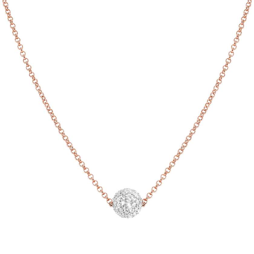 Nomination SOUL Halskette aus 925er Silber, Kugel mit Cubic Zirkonia in Pave-Fassung verziert (011_Rosevergoldet) 149005/011
