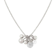 Nomination SOUL Halskette aus 925er Silbermit Kugel-Anhaengern, mit Cubic Zirkonia in Pave-Fassung und weisser Perle verziert (010_(Silber)) 149006/010