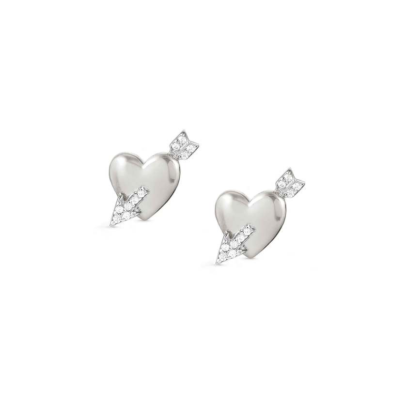Nomination SWEETROCK ROMANCE EDITION Ohrstecker aus 925er Silber, mit Cubic Zirkonia verziert (071_(Herz mit Pfeil, Silber)) 148024/071