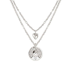 Nomination SENTIMENTAL Halskette aus 925er Silber, Kreis-Anhaenger mit 2 Reihen Cubic Zirkonia verziert (009_Herz Silber) 149203/009