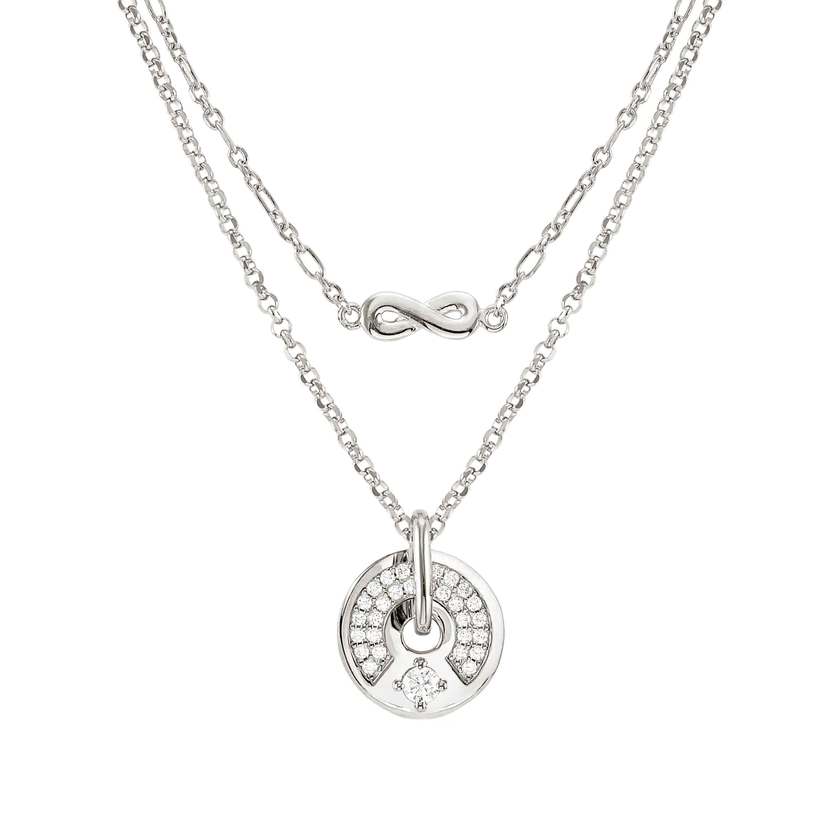 Nomination SENTIMENTAL Halskette aus 925er Silber, Kreis-Anhaenger mit 2 Reihen Cubic Zirkonia verziert (017_(Kreis, Silber)) 149203/017