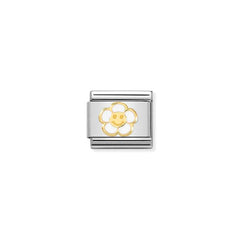 Nomination COMPOSABLE CLASSIC SYMBOLE Element aus Edelstahl, mit 18Kt Gelbgold und Emaille verziert, (59_(Smile-Blume)) 030272/59