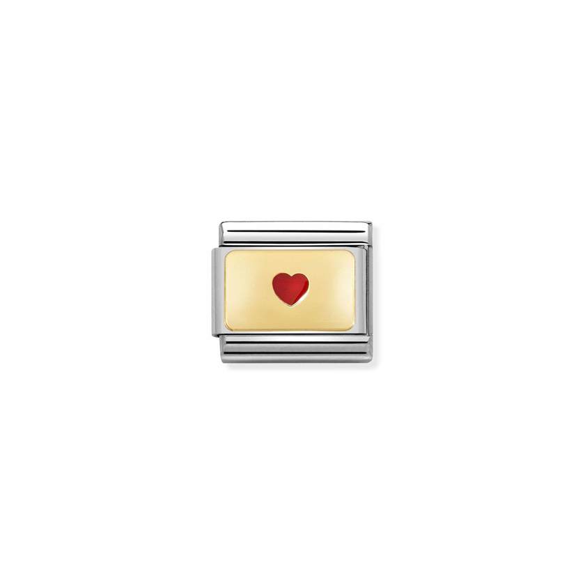 Nomination COMPOSABLE CLASSIC PLAETTCHEN Edelstahl, Email und 18k gold (50_(Herzchen)) 030284/50