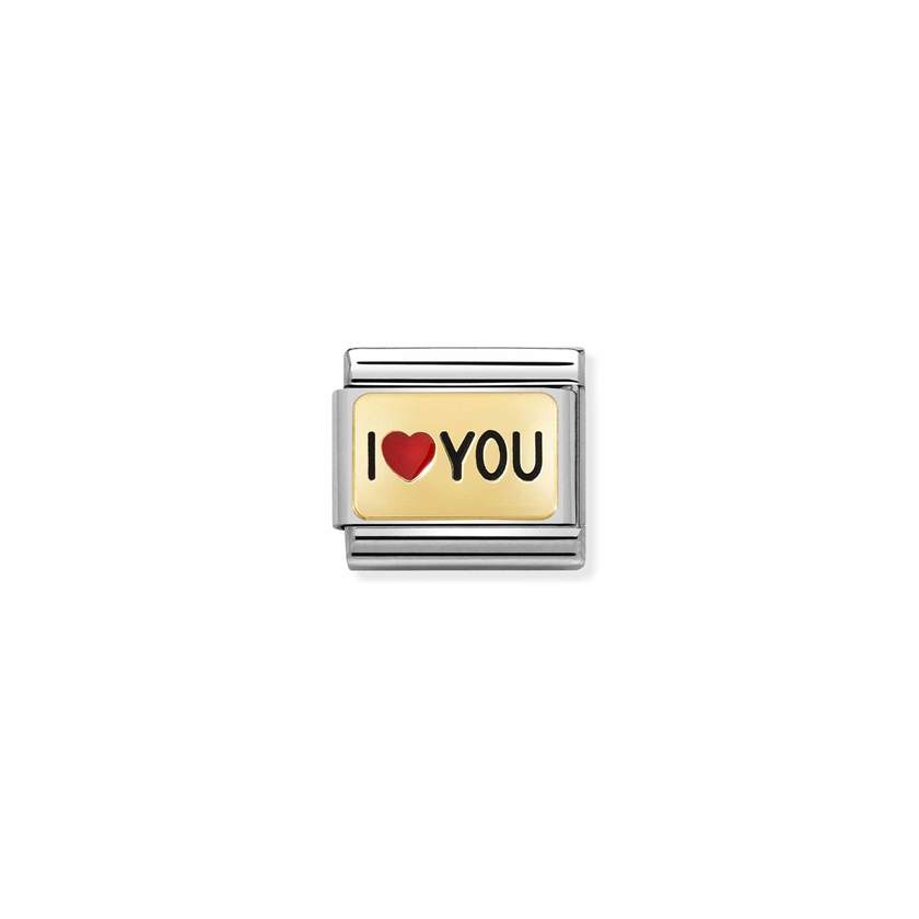Nomination COMPOSABLE CLASSIC PLAETTCHEN Edelstahl, Email und 18k gold (52_(I HERZ you)) 030284/52