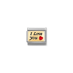 Nomination COMPOSABLE CLASSIC PLAETTCHEN Edelstahl, Email und 18k gold (55_(I love You)) 030284/55