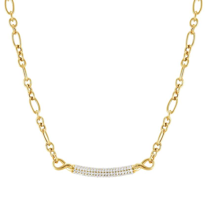 Nomination ENDLESS Halskette aus 925er Silber, mit Cubic Zirkonia in Pave-Fassung verziert (012_(Gelb vergoldet)) 149105/012