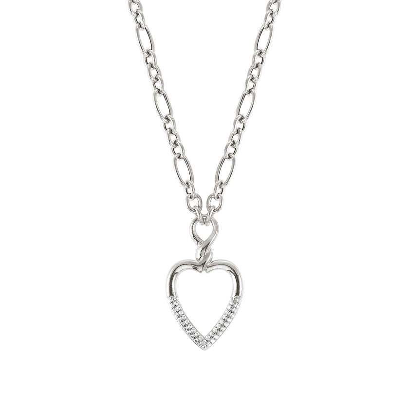 Nomination ENDLESS Halskette aus 925er Silber, Anhaenger mit Cubic Zirkonia verziert (001_Silbernes Herz) 149106/001