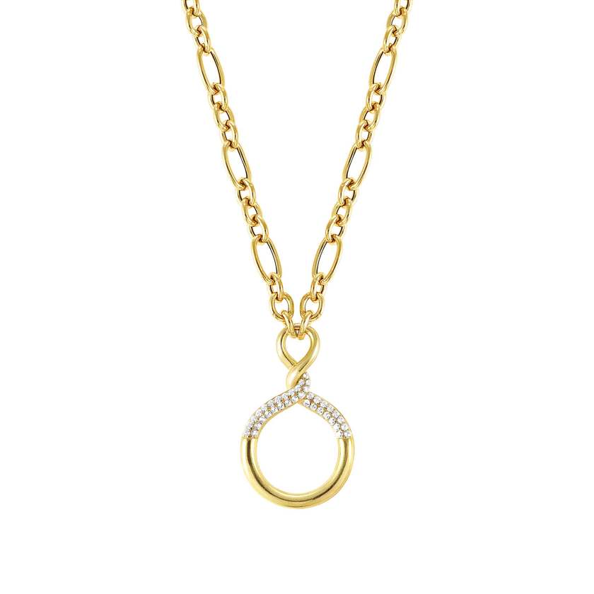 Nomination ENDLESS Halskette aus 925er Silber, Anhaenger mit Cubic Zirkonia verziert (004_Gelbgoldenere Kreis) 149106/004