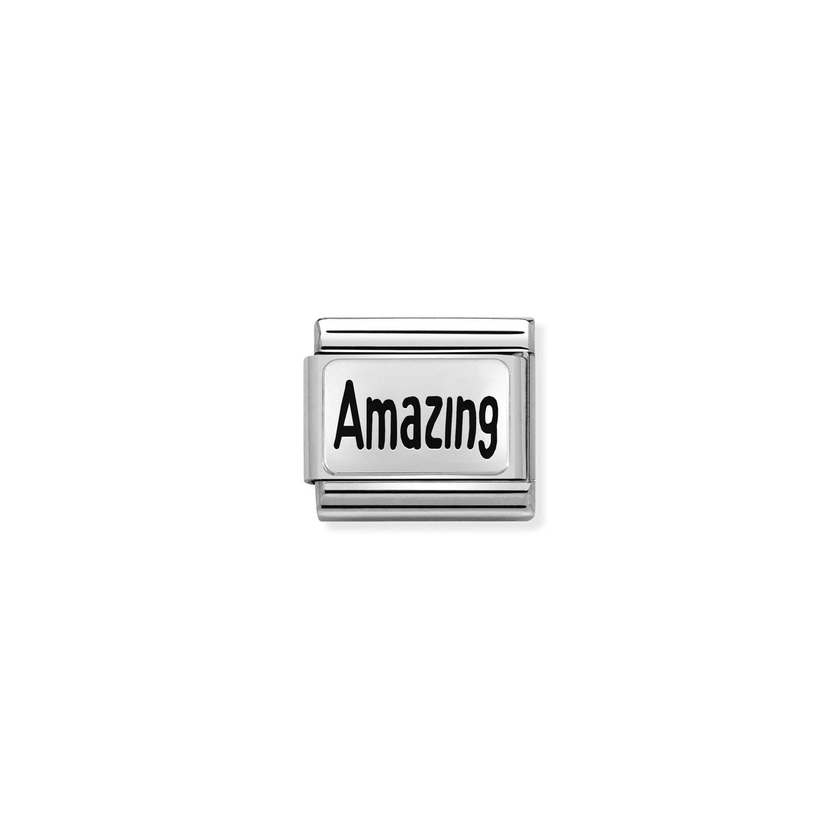 Nomination COMPOSABLE CLASSIC PLAETTCHEN aus Edelstahl, mit 925er Silber verziert, (53_(Amazing)) 330102/53