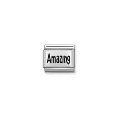 Nomination COMPOSABLE CLASSIC PLAETTCHEN aus Edelstahl, mit 925er Silber verziert, (53_(Amazing)) 330102/53