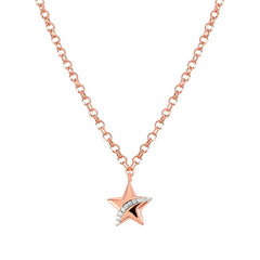 Nomination SWEETROCK ROMANCE EDITION Halskette aus 925er Silber, Anhaenger mit Cubic Zirkonia verziert (033_(Stern, Rose)) 148022/033