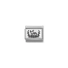 Nomination COMPOSABLE CLASSIC PLATTEN Element aus Edelstahl, mit 925er Silber verziert (17_(Damhirsch mit Blumen)) 330111/17