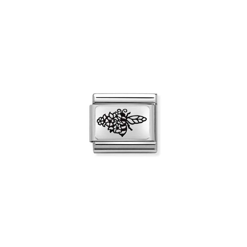 Nomination COMPOSABLE CLASSIC PLATTEN Element aus Edelstahl, mit 925er Silber verziert (21_(Biene mit Blumen)) 330111/21
