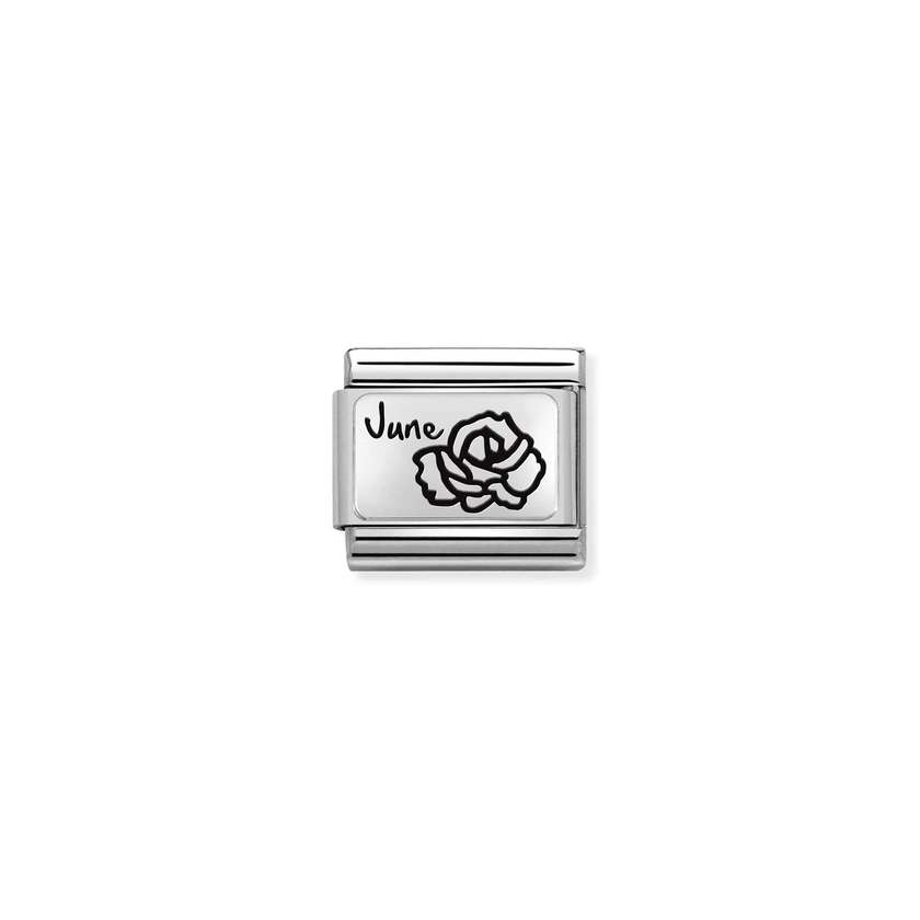 Nomination COMPOSABLE CLASSIC MONATSBLUMEN Element aus Edelstahl, mit 925er Silber verziert (18_(Juni)) 330112/18