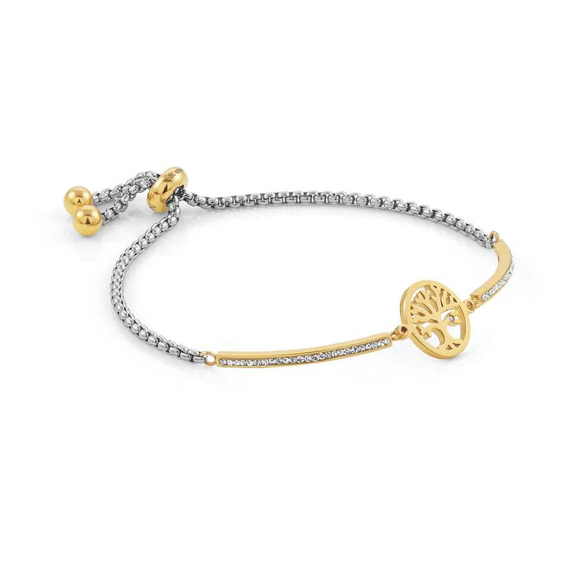 Nomination MILLELUCI Armband aus Edelstahl, mit Cubic Zirkonia verziert, dazu ein Schmuckelement, gelbgold PVD-beschichtet (017_Lebensbaum) 028006/017