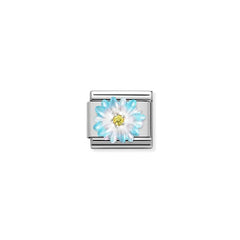 Nomination COMPOSABLE CLASSIC SYMBOLE Element aus Edelstahl, mit 925er Silber, Emaille und Cubic Zirkonia verziert (06_(Blume, Hellblau)) 330321/06