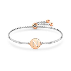 Nomination MILLELUCI Armband aus Edelstahl, mit Kristallen und Buchstaben-Plakette verziert (014_N) 028007/014