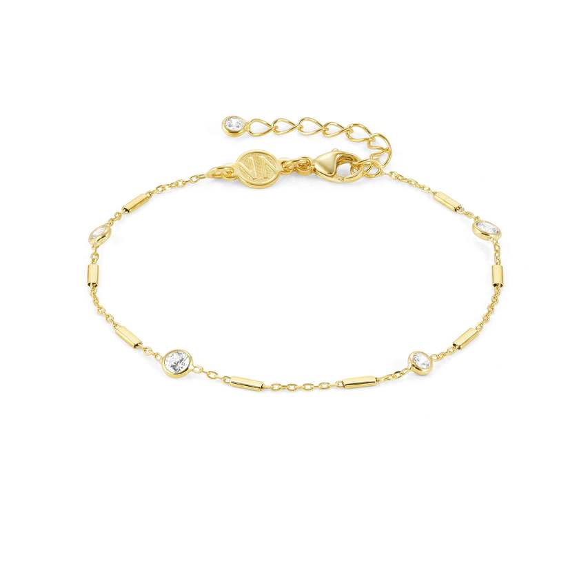Nomination BELLA DETAILS EDITION Armband aus 925er Silber, vergoldet, mit Cubic Zirkonia verziert (035_(Wuerfelkette)) 146685/035