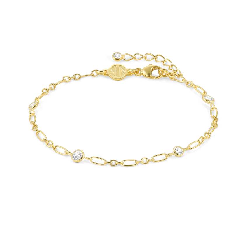 Nomination BELLA DETAILS EDITION Armband aus 925er Silber, vergoldet, mit Cubic Zirkonia verziert (036_(Quaderkette)) 146685/036