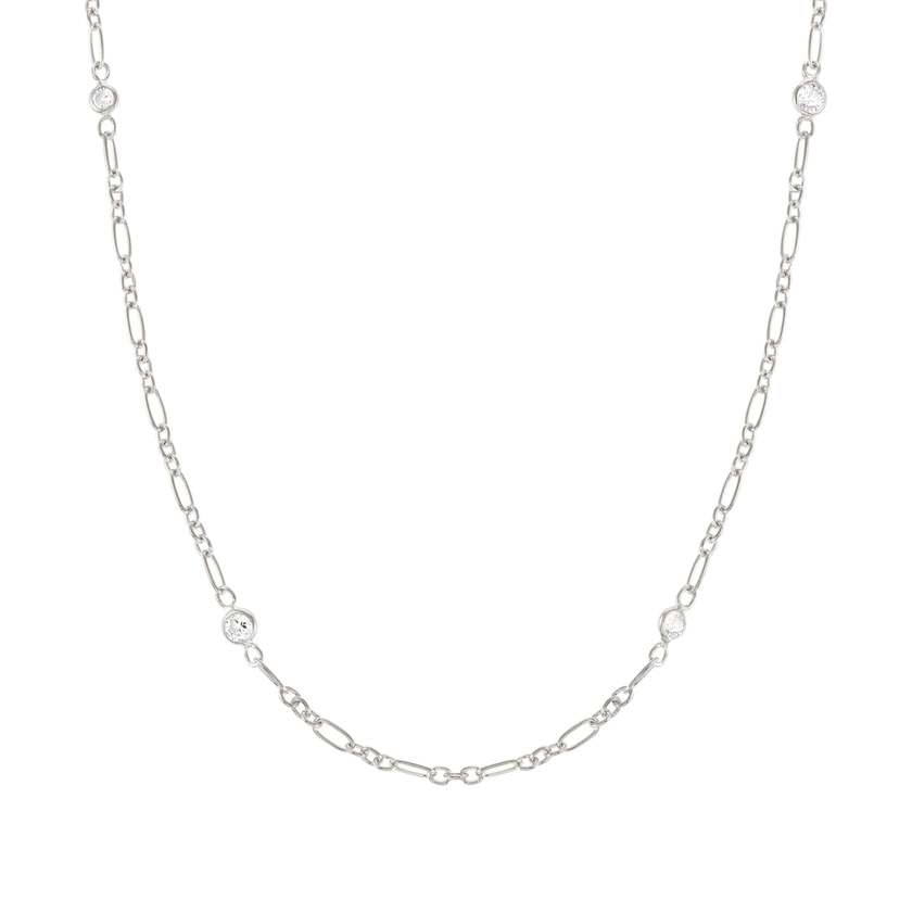 Nomination BELLA DETAILS EDITION Halskette aus 925er Silber, mit Cubic Zirkonia verziert (036_(Quaderkette)) 146686/036