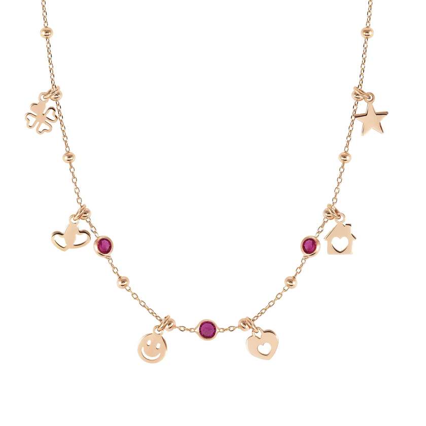 Nomination MELODIE HAPPY EDITION Halskette aus 925er Silber, mit Cubic Zirkonia verziert (078_(FAMILY-Mix, Rosegold)) 147721/078
