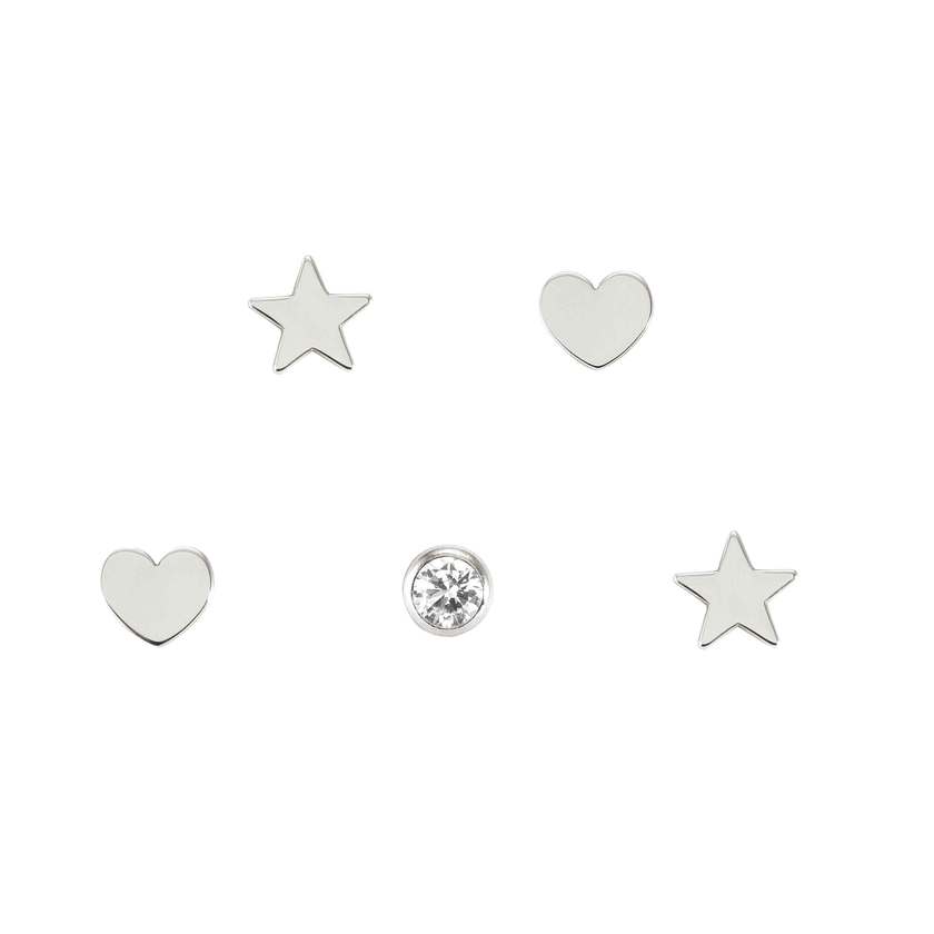Nomination MELODIE HAPPY EDITION Kit 5 Stk Ohrschmuck aus 925er Silber, mit Cubic Zirkonia verziert (038_Kombination Silber) 147722/038